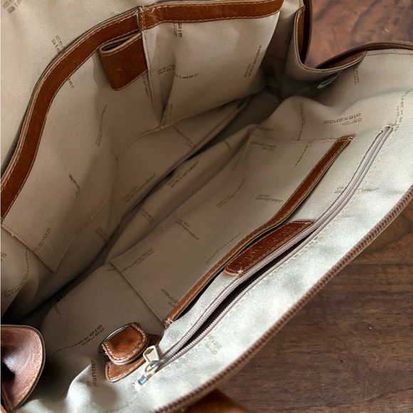 Derek Alexander Women's Tan Cognac Leather Satchel Purse - Picture 6 of 7